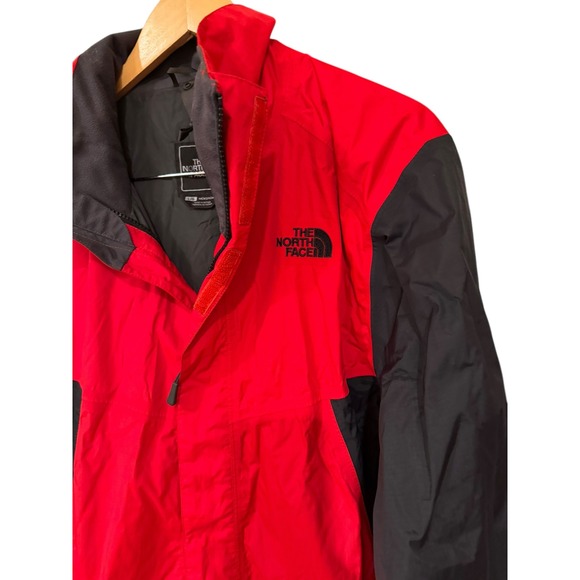 The North Face Jacket Mens Full Zip Red Black Rain Windbreaker Coat - Picture 4 of 5